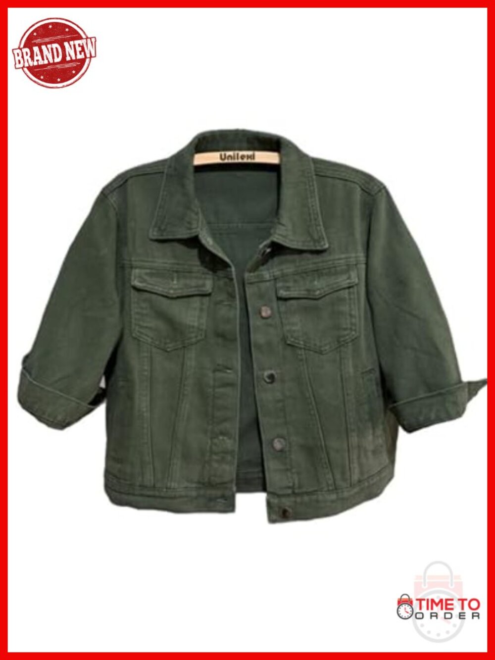 3/4 Sleeve Cropped Denim Jacket Light Wash Short Jean Jacket Trucker Coat